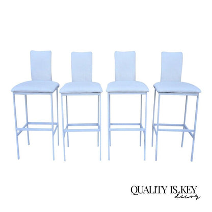 Minson Ent. Contemporary Modern White Metal Sculpted Barstools Chair - Set of 4