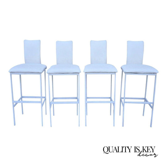 Minson Ent. Contemporary Modern White Metal Sculpted Barstools Chair - Set of 4