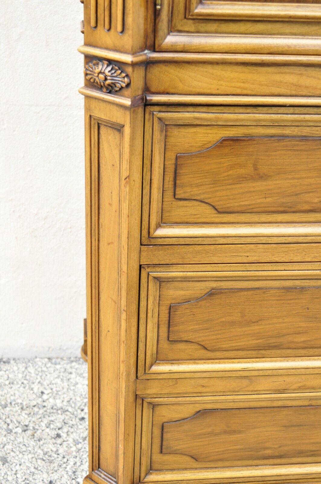 Karges French Regency Style Neoclassical Walnut Tall Chest Dresser Cabinet