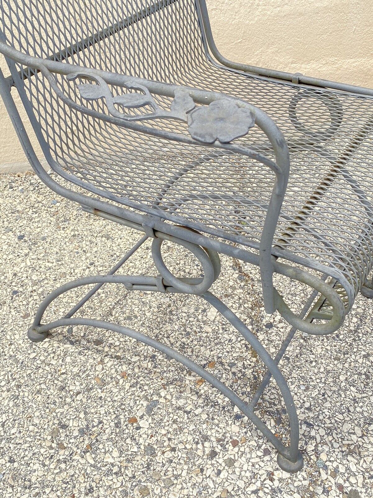 Vintage Meadowcraft Dogwood Coil Spring Wrought Iron Garden Patio Chair - a Pair