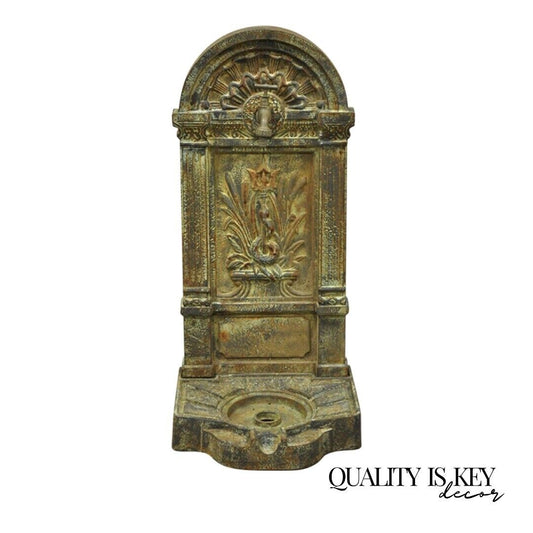 Cast Iron French Neoclassical Style Serpent Trident Outdoor Garden Wall Fountain