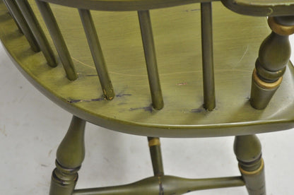 Vintage Ethan Allen Green Chancellor's Chair Stencil Painted Hitchcock Style