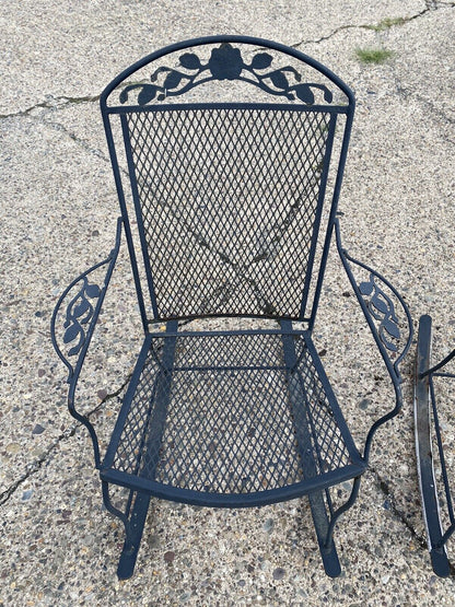 Vintage Wrought Iron Victorian Style Garden Patio Rocker Rocking Chairs - a Pair