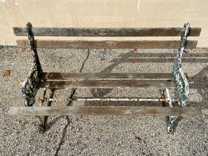 Antique English Victorian Cast Iron Wooden Slat Garden Seat Patio Park Bench