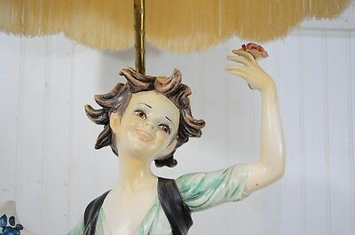 Vintage Pair Italian Hollywood Regency Porcelain Figural Pixie Table Lamps